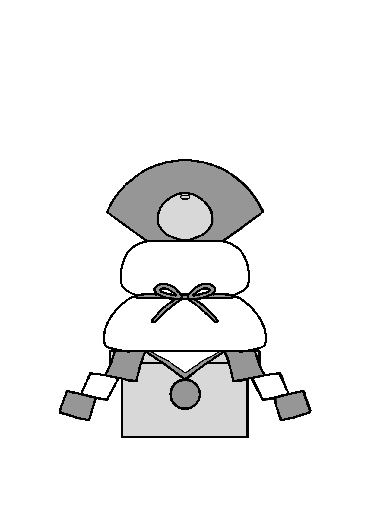 イラスト素材おもち(モノクロ)